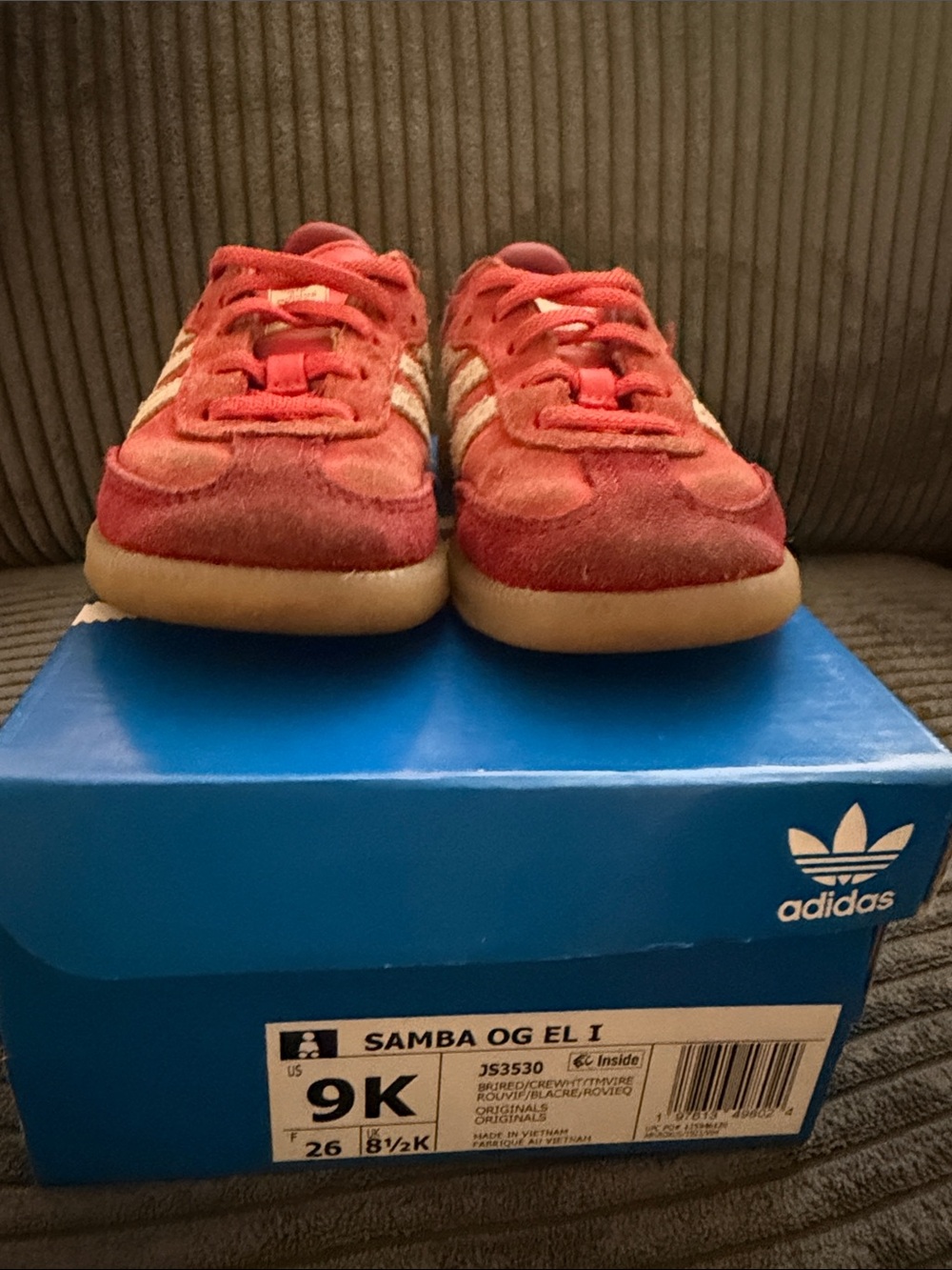 Adidas Kids Samba OG Red Suede Sneakers
